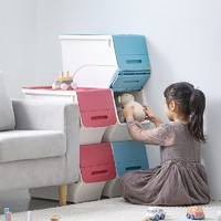 CHAHUA 茶花 收纳箱翻盖置物宝宝玩具整理衣服收纳柜塑料叠放儿童储物柜子
