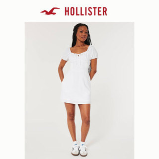 HOLLISTER24春夏辣妹收腰泡泡袖短款A字连衣裙 女 357893-1 白色 M (165/92A)