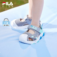 FILA 斐乐 童鞋2024夏季新款小童一脚蹬男童儿童凉鞋魔术贴包头鞋潮 幽灵灰/野鸽灰-GW 31码 内长19.5cm