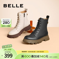 BeLLE 百丽 复古厚底马丁靴女冬季靴子新款加绒短靴机车靴3L361DZ2