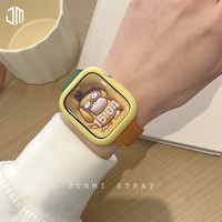 君米 适用iwatch表带apple watch苹果手表987654321se撞色设计表带软糯保护壳41mm/45mm运动舒适液态硅胶腕带新款