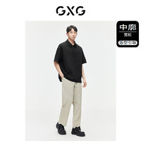 GXG 男装 肌理感提花polo衫男士休闲时尚翻领短袖polo衫24夏季新品