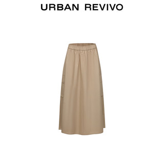 URBAN REVIVO 女士都市休闲工装风口袋超宽松半裙 UWU540037 卡其 M