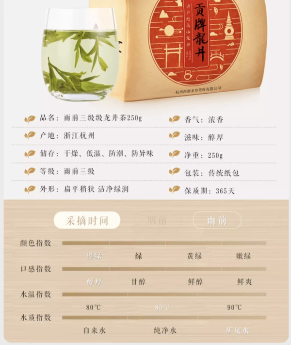 贡牌 正宗雨前浓香龙井茶叶 250g