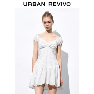 UR2024夏季女装法式小众氛围感扭结短袖连衣裙UWL740037 本白 L