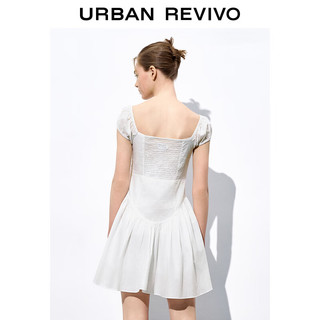 UR2024夏季女装法式小众氛围感扭结短袖连衣裙UWL740037 本白 L