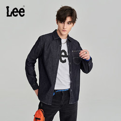Lee 商场同款标准版型基础款男休闲长袖牛仔衬衫潮流LMT0065696VC 清水洗 L