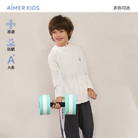 爱慕儿童（AIMER KIDS）春夏凉感连帽儿童防晒衣男女童中性后背网眼透气外套轻盈便携 白AK381E691 140