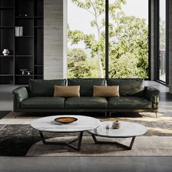 VATAR 梵达家具 梵达黑色真皮沙发组合意式极简直排位客厅小户型轻奢皮沙发