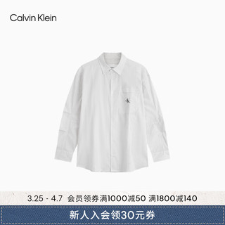 Calvin Klein Jeans24春夏男士复古通勤布标贴袋条纹宽松衬衫J325367 YAF-白底条纹 S