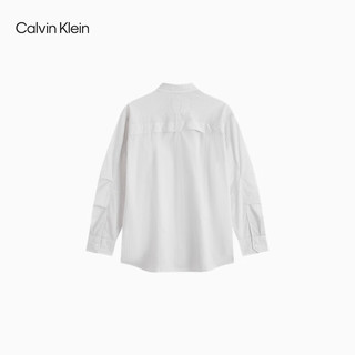 Calvin Klein Jeans24春夏男士复古通勤布标贴袋条纹宽松衬衫J325367 YAF-白底条纹 S