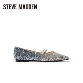 STEVE MADDEN/思美登夏季闪耀尖头平底单鞋婚鞋女 BREECE 银蓝色 34