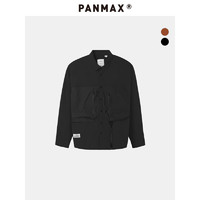潘·麦克斯（PANMAX）panmax潮牌大码男装休闲宽松美式复古潮流长袖衬衫男PY-CL0003 黑色 5XL
