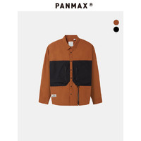 潘·麦克斯（PANMAX）panmax潮牌大码男装休闲宽松美式复古潮流长袖衬衫男PY-CL0003 焦糖色 4XL