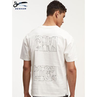 DENHAM2024春季艺术家合作款黑白色字母印花常规版短袖T恤男 白色 XL
