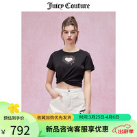 JUICY COUTURE橘滋T恤女2024春夏美式烫钻甜辣镂空设计感爱心短袖上衣 黑色 L