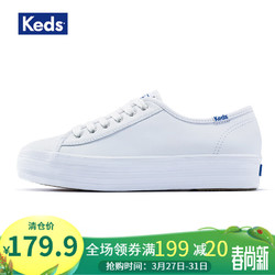 Keds 小白鞋皮质女鞋增高休闲鞋经典厚底松糕鞋WH57310 白色 36