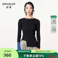 幻走（MOVEUP）2024春季.FUN系列圆领撞色不规则设计师针织衫女 黑色  L