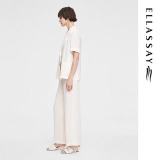 歌力思（ELLASSAY）2024夏季舒适亲肤面料双排扣短袖西装女EWE352T02100 珠光白 S