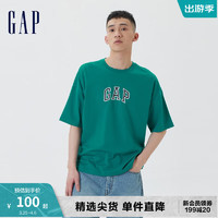 Gap 盖璞 男女装纯棉宽松亲肤T恤短袖夏季602762百搭情侣装 森绿色 185/104A(L)