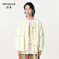 幻走（MOVEUP）2024春季圆领撞色设计师短款外套女 米白 S