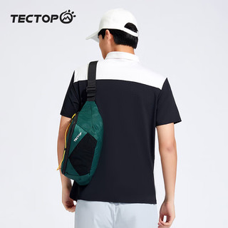 探拓（TECTOP）款polo衫男士短袖体恤夏季透气休闲翻领衣服半袖男装 男款经典黑 L