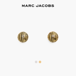 MARC JACOBS 马克·雅克布 STUDS MJ 金属感老花字母球形耳钉饰品耳环