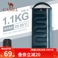 CAMEL 骆驼 户外睡袋大人旅行隔脏便携防寒露营单人睡袋室内加厚双人 T0S3F5110,深蓝1.1Kg左边