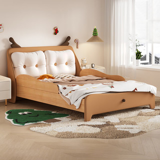 顾家家居儿童床卧室单人床实木框架儿童家具单层床 小鹿1.2M单床