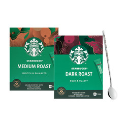 STARBUCKS 星巴克 速溶黑咖啡中烘 深烘2.3g*20条含咖啡勺