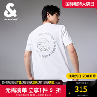 杰克·琼斯（JACK&JONES）夏季直筒纯色休闲字母舒适罗纹圆领百搭凉感短袖T恤224201245 A06本白色 常规 180/100A/L