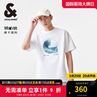 杰克·琼斯（JACK&JONES）春夏男士时尚个性潮流舒适弹力速干胶印贴布短袖T恤224201185 A06雪白色 常规 A06雪白色 170/92A/S