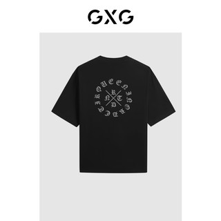 GXG男装24年夏季多色简约小字母圆领短袖T恤男 黑色 190/XXXL