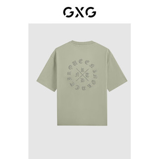 GXG男装24年夏季多色简约小字母圆领短袖T恤男 灰绿 190/XXXL