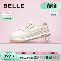 BeLLE 百丽 透气网面小白鞋女小清新休闲鞋B1175BM3预售 米白 37
