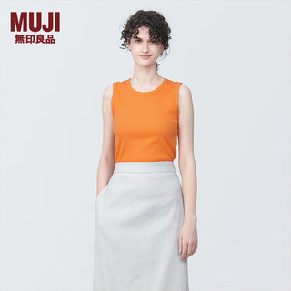 MUJI 無印良品 无印良品（MUJI） 女式 罗纹 背心 吊带上衣女款内搭打底 无袖 BB2PIA4S 橙色 M 160/84A