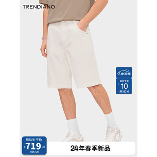 TRENDIANO简约休闲牛仔短裤2024年春季时尚百搭五分裤男生 米黄 S