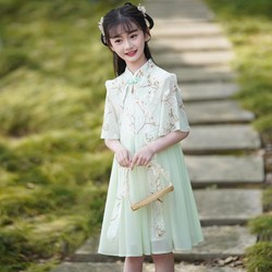 童装女童连衣裙中国风2024年儿童夏季短袖汉服裙子
