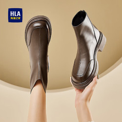 HLA 海澜之家 马丁靴时尚女靴短靴切尔西靴平底靴子HDAXZW4ACR038 卡其色38