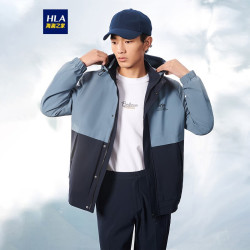 hla海澜之家夹克男hwjad1u067a浅蓝镶拼6718096a52cz