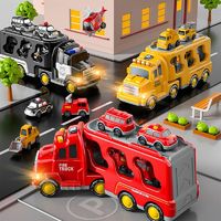 SNAEN 斯纳恩 2024新款惯性收纳车声光儿童玩具车工程车消防车警车男孩生日礼物