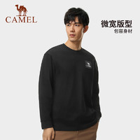 88VIP：CAMEL 骆驼 户外休闲衣长袖男2024秋冬圆领纯棉银离子3A抑菌宽松上衣T恤