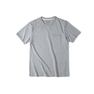 马登工装 美式复古重磅T恤260g螺纹圆领短袖灰色口袋打底衫潮男夏季 灰色 S（165/88A）