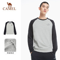 CAMEL 骆驼 运动卫衣长袖休闲宽松短款套头上衣薄款外套 J1W2RaG118 黑色/浅麻灰 S