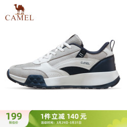 camel骆驼休闲鞋男子拼色运动鞋c13s36l3018白灰深蓝38