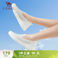 CAMEL 骆驼 运动鞋女蕾丝网面透气轻便休闲鞋子 CSS221L0030 浅米白 39