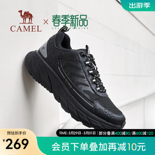 CAMEL 骆驼 2024春季轻便简约跑步运动鞋透气舒适抓地休闲鞋男 G14S090610 黑色 41