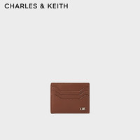 CHARLES&KEITH24春季简约纯色迷你牛皮卡包女SL6-50681124 Cognac浅褐色 3个