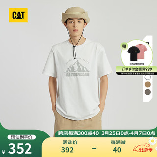 CAT卡特24春夏男户外休闲山系图案印花短袖T恤 白色 S
