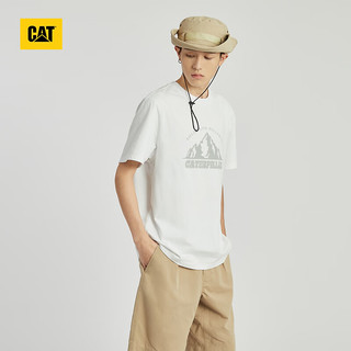 CAT卡特24春夏男户外休闲山系图案印花短袖T恤 白色 S